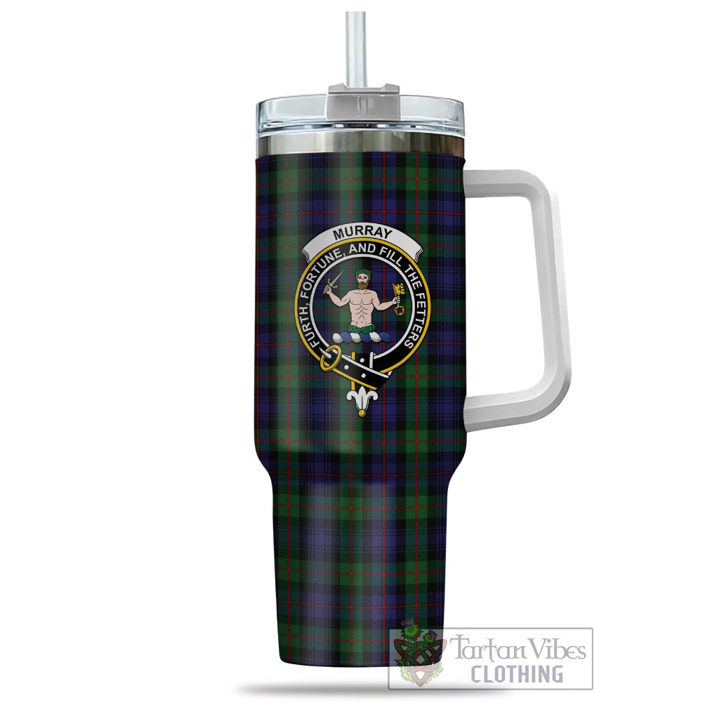 Tartan Vibes Clothing Murray of Atholl Tartan and Family Crest Tumbler with Handle