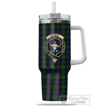 Murray of Atholl Tartan and Family Crest Tumbler with Handle