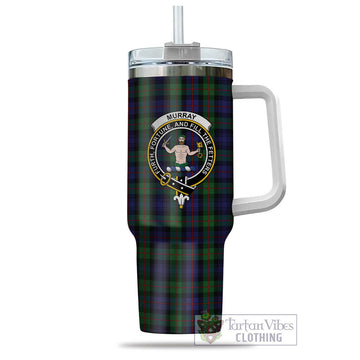 Tartan Vibes Clothing Murray of Atholl Tartan and Family Crest Tumbler with Handle