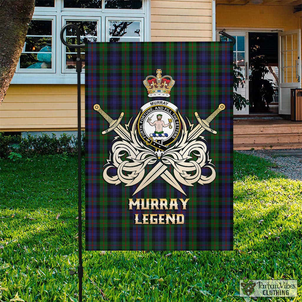 Tartan Vibes Clothing Murray of Atholl Tartan Flag with Clan Crest and the Golden Sword of Courageous Legacy