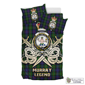Murray of Atholl Tartan Bedding Set with Clan Crest and the Golden Sword of Courageous Legacy