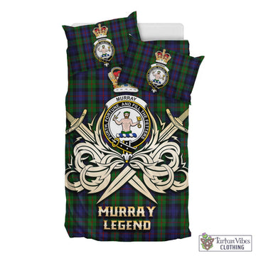 Murray Tartan Bedding Set with Clan Crest and the Golden Sword of Courageous Legacy