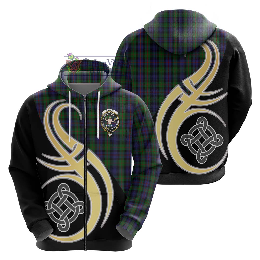 Murray Tartan Hoodie with Family Crest and Celtic Symbol Style - Tartan Vibes Clothing