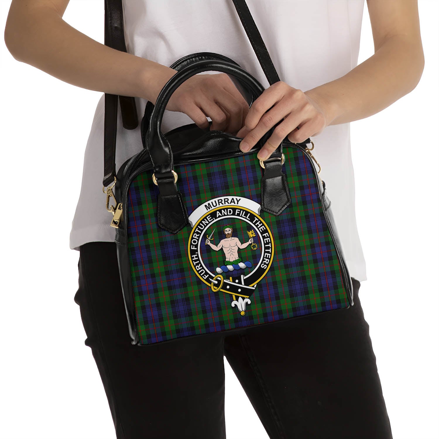 Murray of Atholl Tartan Shoulder Handbags with Family Crest - Tartanvibesclothing