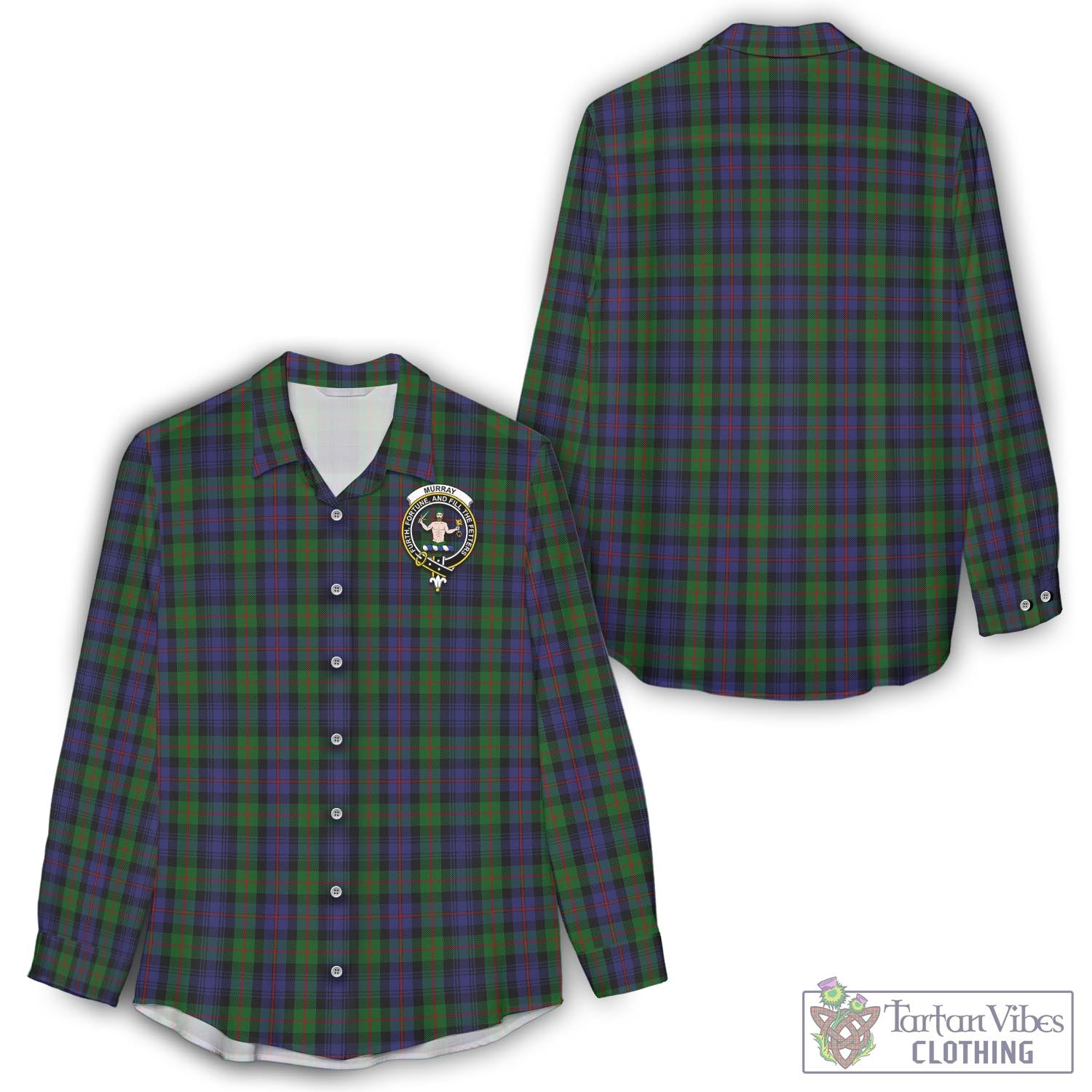 Tartan Vibes Clothing Murray of Atholl Tartan Womens Casual Shirt with Family Crest