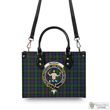 Tartan Vibes Clothing Murray of Atholl Tartan Luxury Leather Handbags with Family Crest