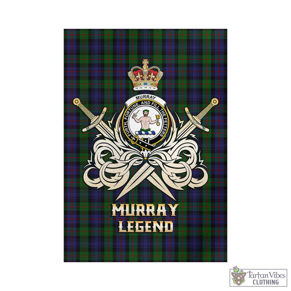 Tartan Vibes Clothing Murray of Atholl Tartan Flag with Clan Crest and the Golden Sword of Courageous Legacy