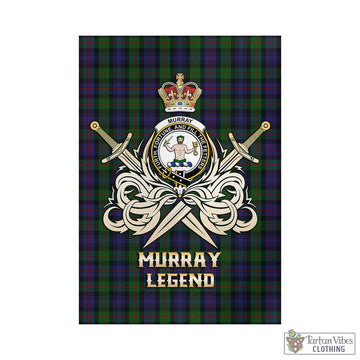 Murray Tartan Garden Flag with Clan Crest and the Golden Sword of Courageous Legacy