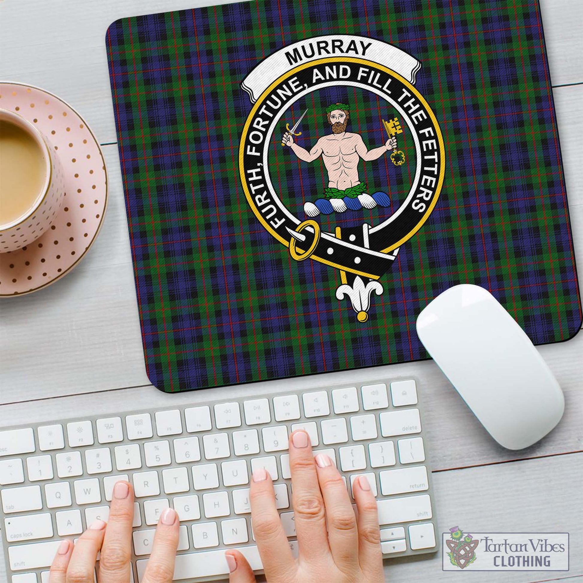 Tartan Vibes Clothing Murray of Atholl Tartan Mouse Pad with Family Crest