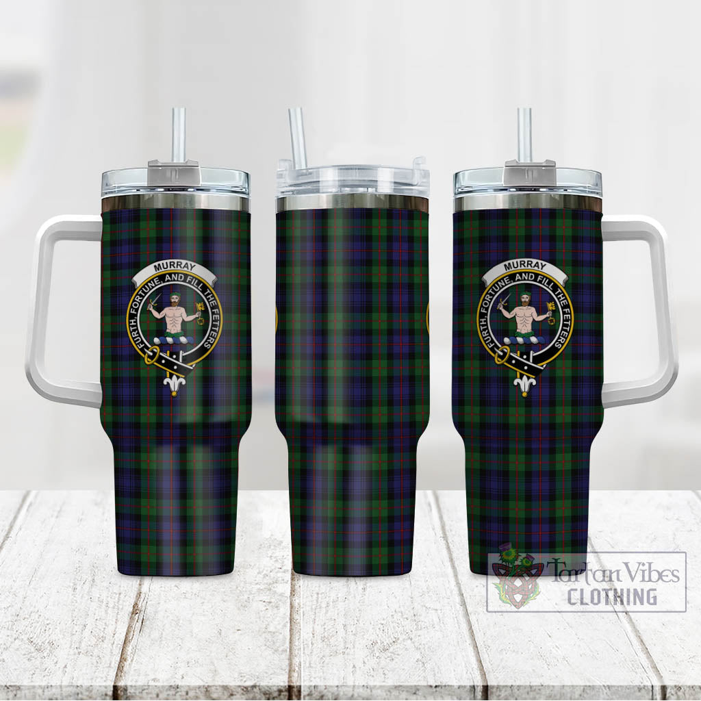 Tartan Vibes Clothing Murray of Atholl Tartan and Family Crest Tumbler with Handle