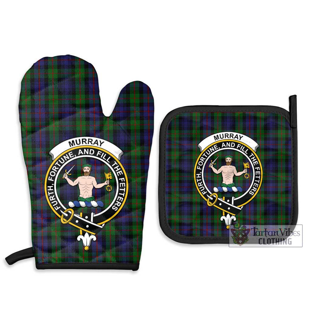 Murray Tartan Combo Oven Mitt & Pot-Holder with Family Crest Combo 1 Oven Mitt & 2 Pot-Holder Black - Tartan Vibes Clothing