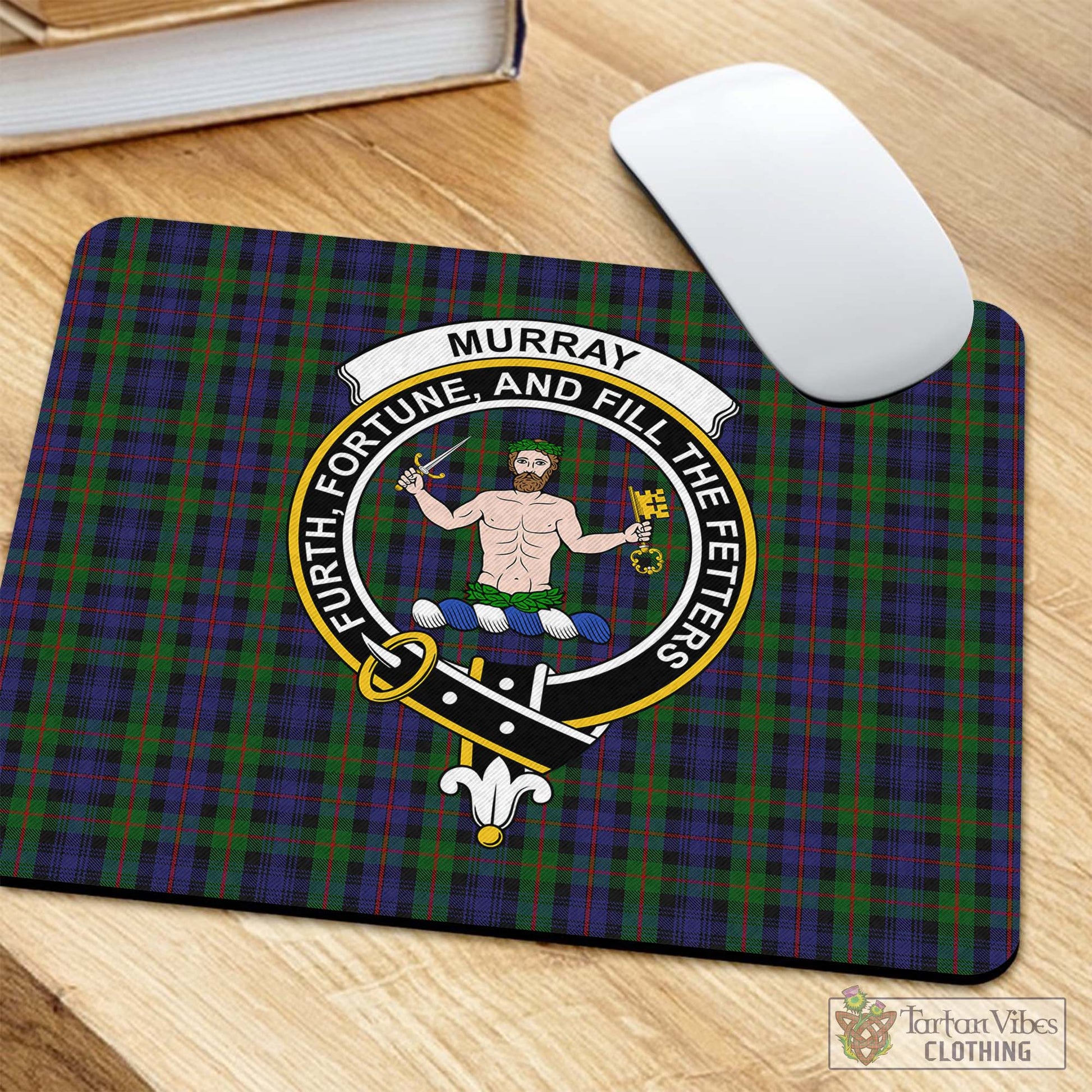 Tartan Vibes Clothing Murray of Atholl Tartan Mouse Pad with Family Crest