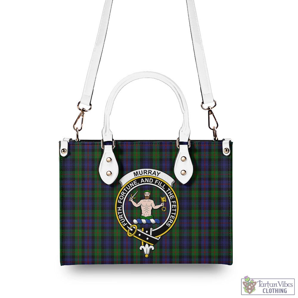 Tartan Vibes Clothing Murray of Atholl Tartan Luxury Leather Handbags with Family Crest