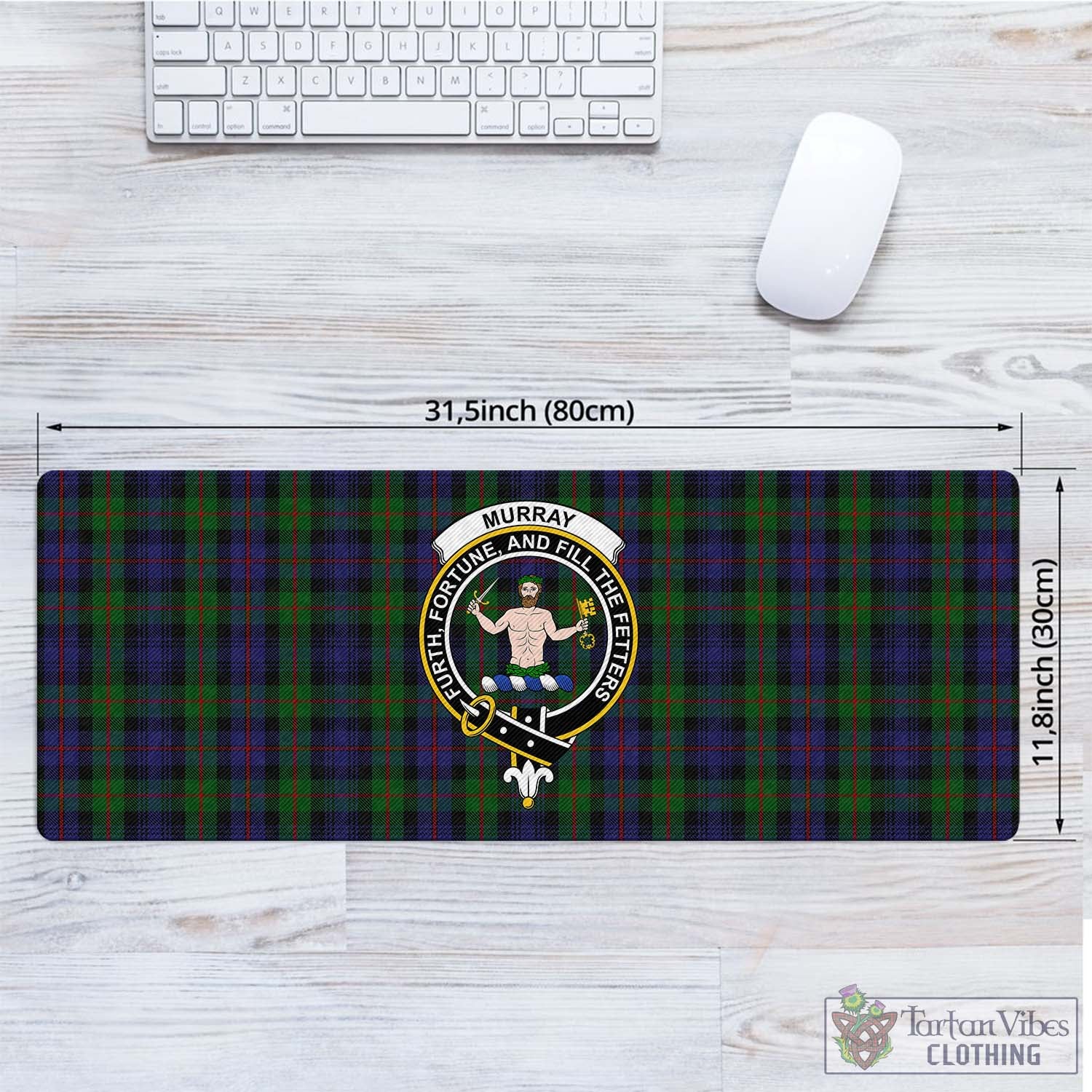 Tartan Vibes Clothing Murray of Atholl Tartan Mouse Pad with Family Crest
