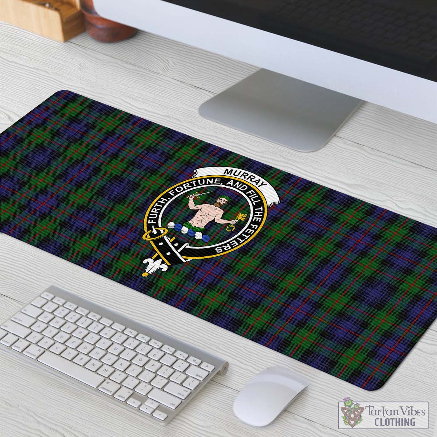 Tartan Vibes Clothing Murray of Atholl Tartan Mouse Pad with Family Crest