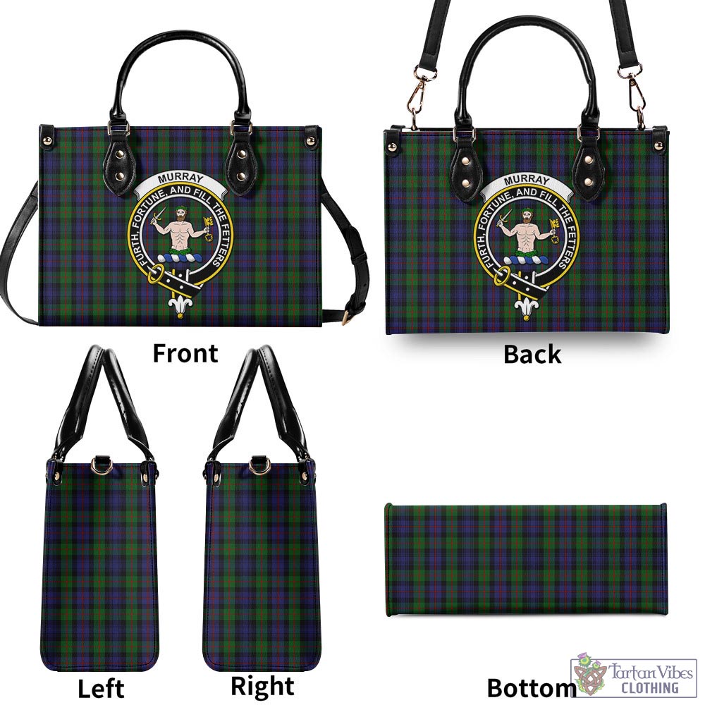 Tartan Vibes Clothing Murray of Atholl Tartan Luxury Leather Handbags with Family Crest