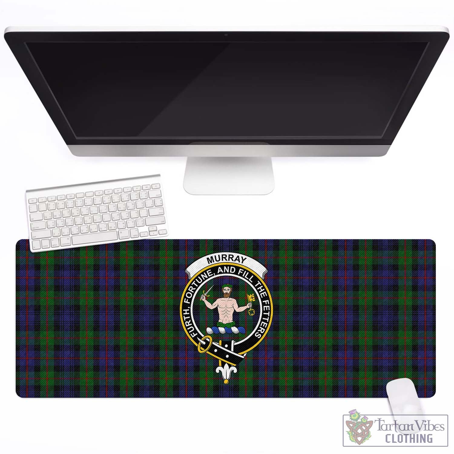 Tartan Vibes Clothing Murray of Atholl Tartan Mouse Pad with Family Crest