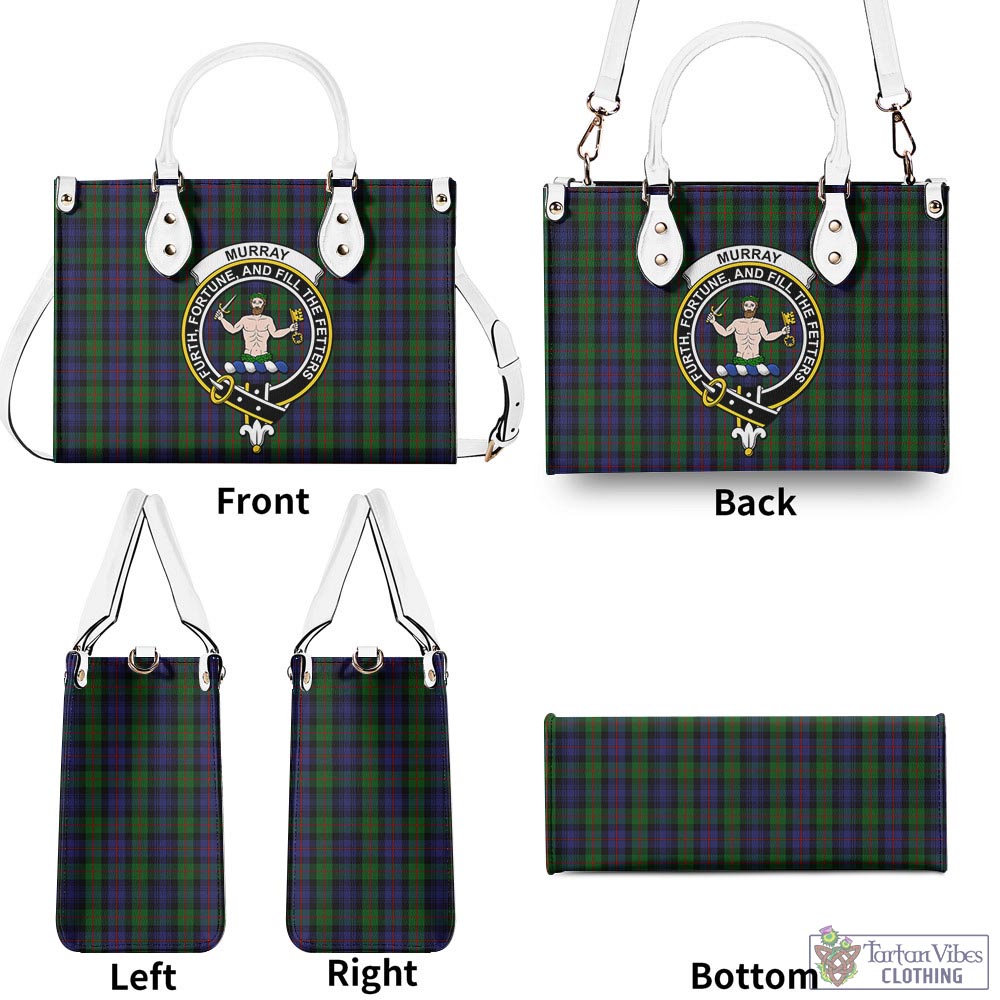 Tartan Vibes Clothing Murray of Atholl Tartan Luxury Leather Handbags with Family Crest