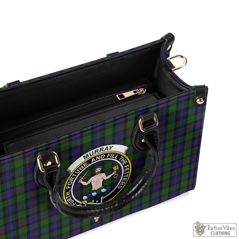 Tartan Vibes Clothing Murray of Atholl Tartan Luxury Leather Handbags with Family Crest