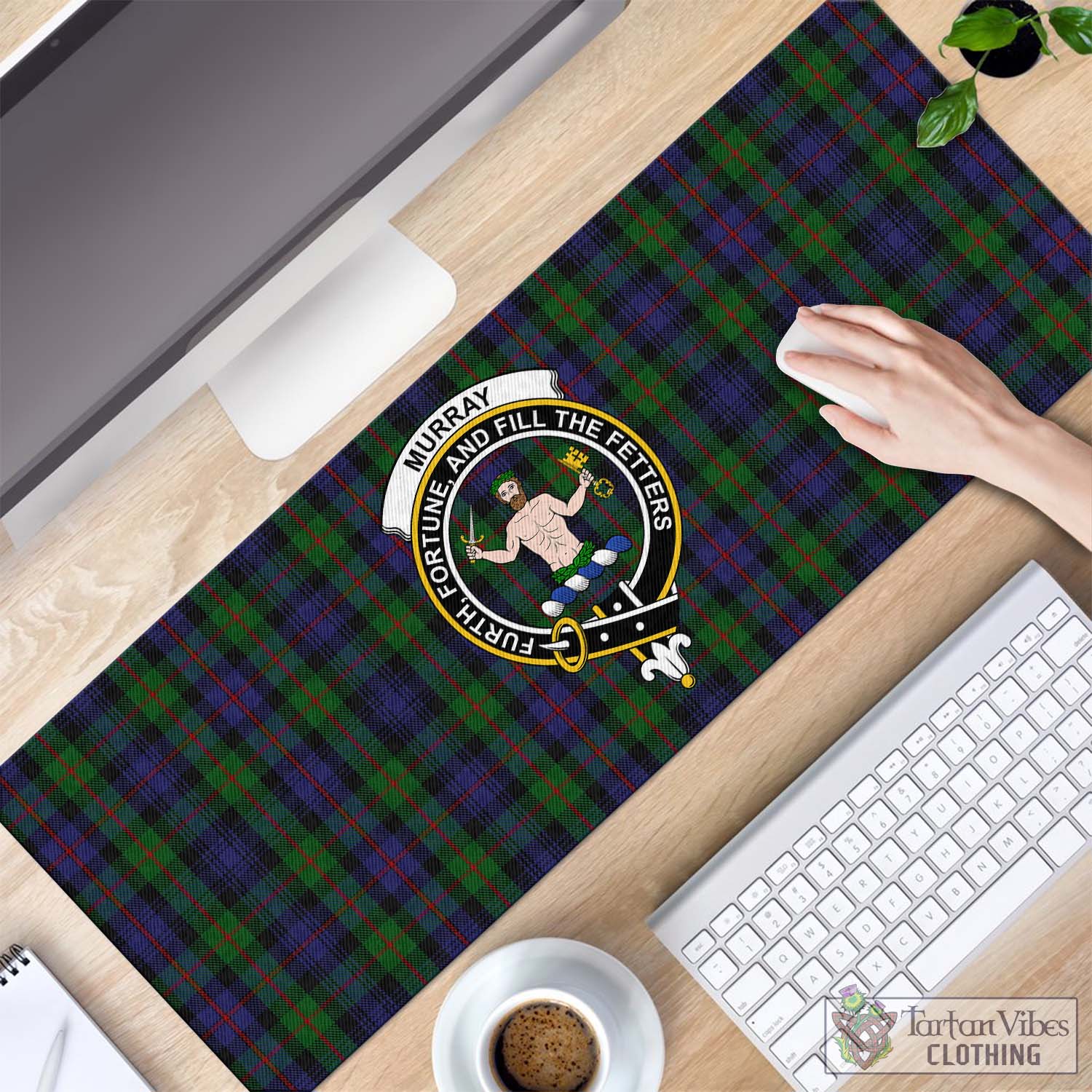 Tartan Vibes Clothing Murray of Atholl Tartan Mouse Pad with Family Crest