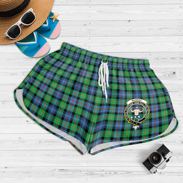 Murray of Atholl Ancient Tartan Womens Shorts with Family Crest