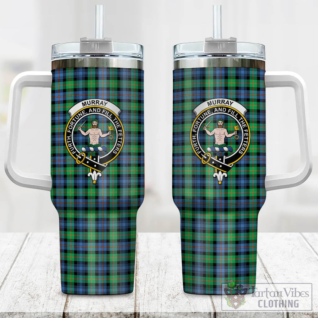 Tartan Vibes Clothing Murray of Atholl Ancient Tartan and Family Crest Tumbler with Handle