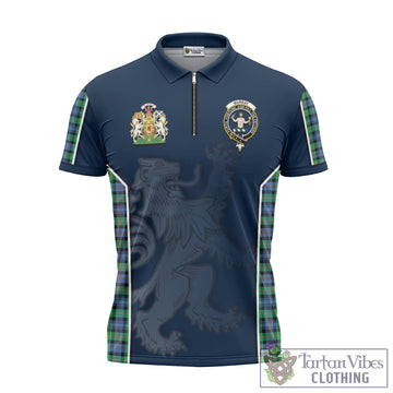 Murray of Atholl Ancient Tartan Zipper Polo Shirt with Family Crest and Lion Rampant Vibes Sport Style