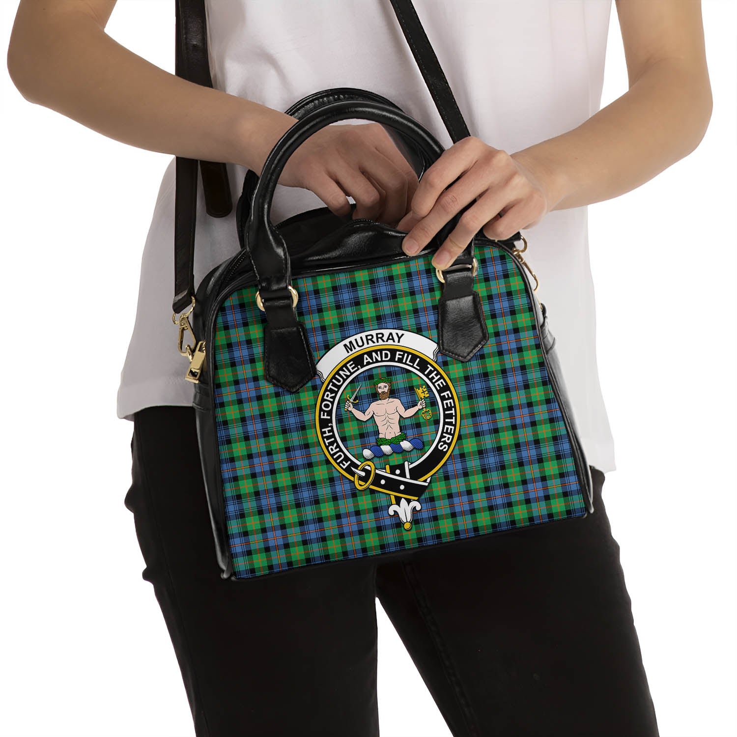 Murray of Atholl Ancient Tartan Shoulder Handbags with Family Crest - Tartanvibesclothing