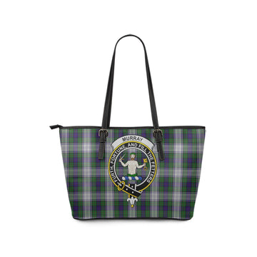 Murray of Atholl Dress Tartan Leather Tote Bag with Family Crest