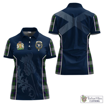 Murray of Atholl Dress Tartan Women's Polo Shirt with Family Crest and Scottish Thistle Vibes Sport Style