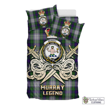 Murray of Atholl Dress Tartan Bedding Set with Clan Crest and the Golden Sword of Courageous Legacy