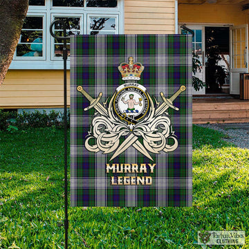 Murray of Atholl Dress Tartan Flag with Clan Crest and the Golden Sword of Courageous Legacy