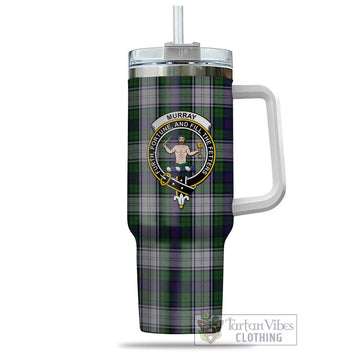 Murray of Atholl Dress Tartan and Family Crest Tumbler with Handle