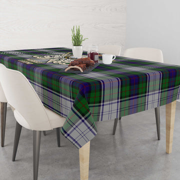 Murray of Atholl Dress Tartan Tablecloth with Clan Crest and the Golden Sword of Courageous Legacy
