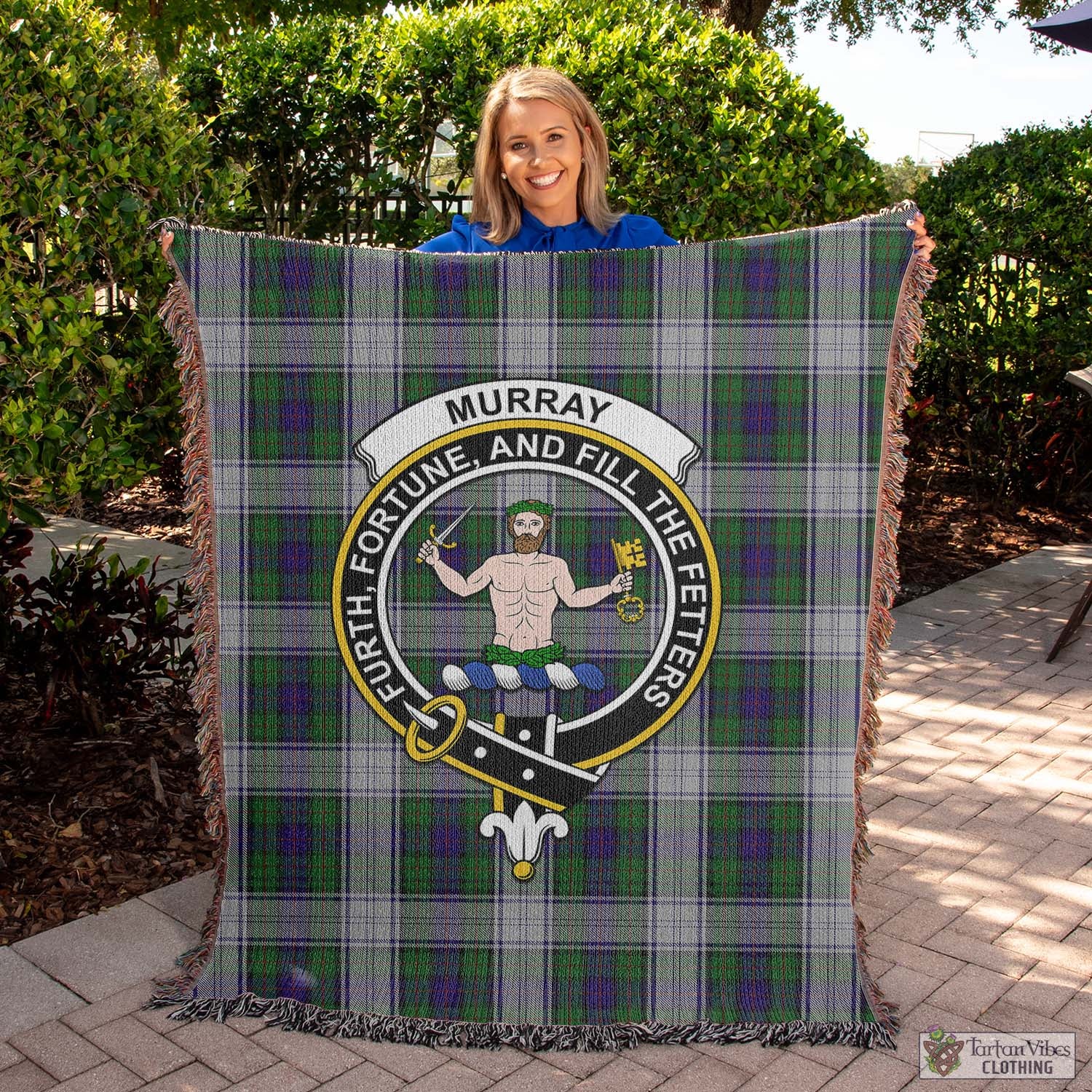 Tartan Vibes Clothing Murray of Atholl Dress Tartan Woven Blanket with Family Crest