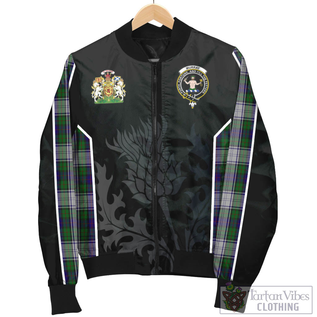 Tartan Vibes Clothing Murray of Atholl Dress Tartan Bomber Jacket with Family Crest and Scottish Thistle Vibes Sport Style