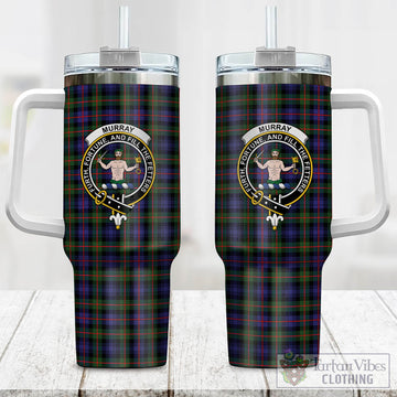 Murray of Atholl Modern Tartan and Family Crest Tumbler with Handle