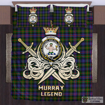 Murray of Atholl Modern Tartan Bedding Set with Clan Crest and the Golden Sword of Courageous Legacy