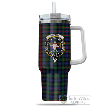 Murray of Atholl Modern Tartan and Family Crest Tumbler with Handle