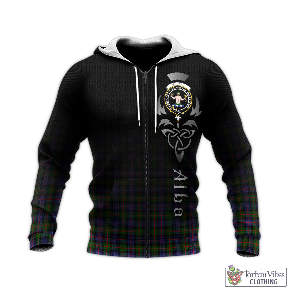 Tartan Vibes Clothing Murray of Atholl Modern Tartan Knitted Hoodie Featuring Alba Gu Brath Family Crest Celtic Inspired