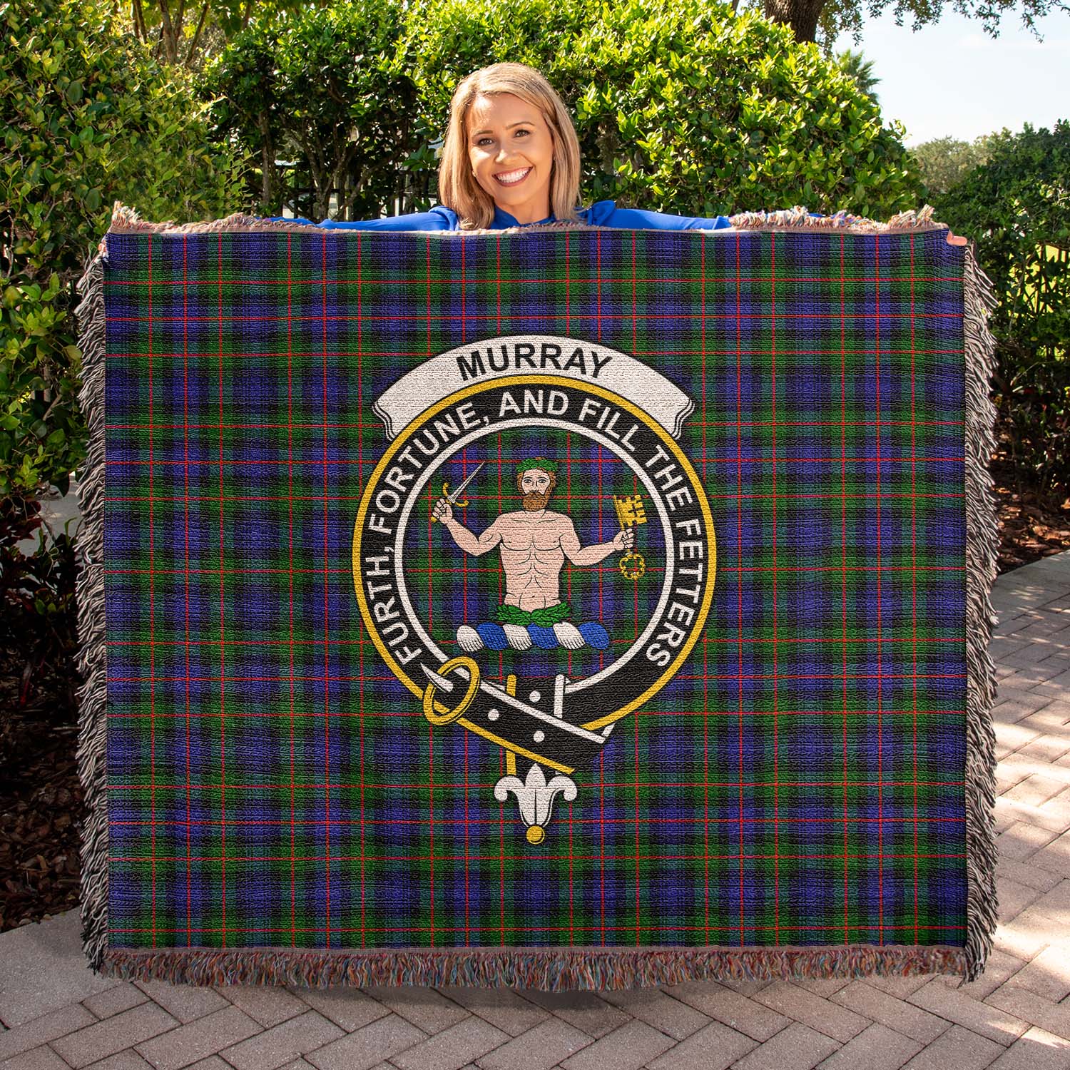 Tartan Vibes Clothing Murray of Atholl Modern Tartan Woven Blanket with Family Crest
