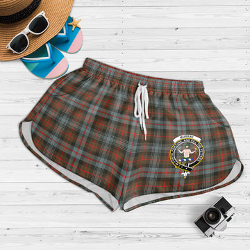 Murray of Atholl Weathered Tartan Womens Shorts with Family Crest