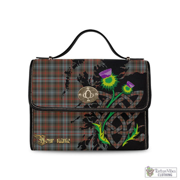 Murray of Atholl Weathered Tartan Waterproof Canvas Bag with Scotland Map and Thistle Celtic Accents