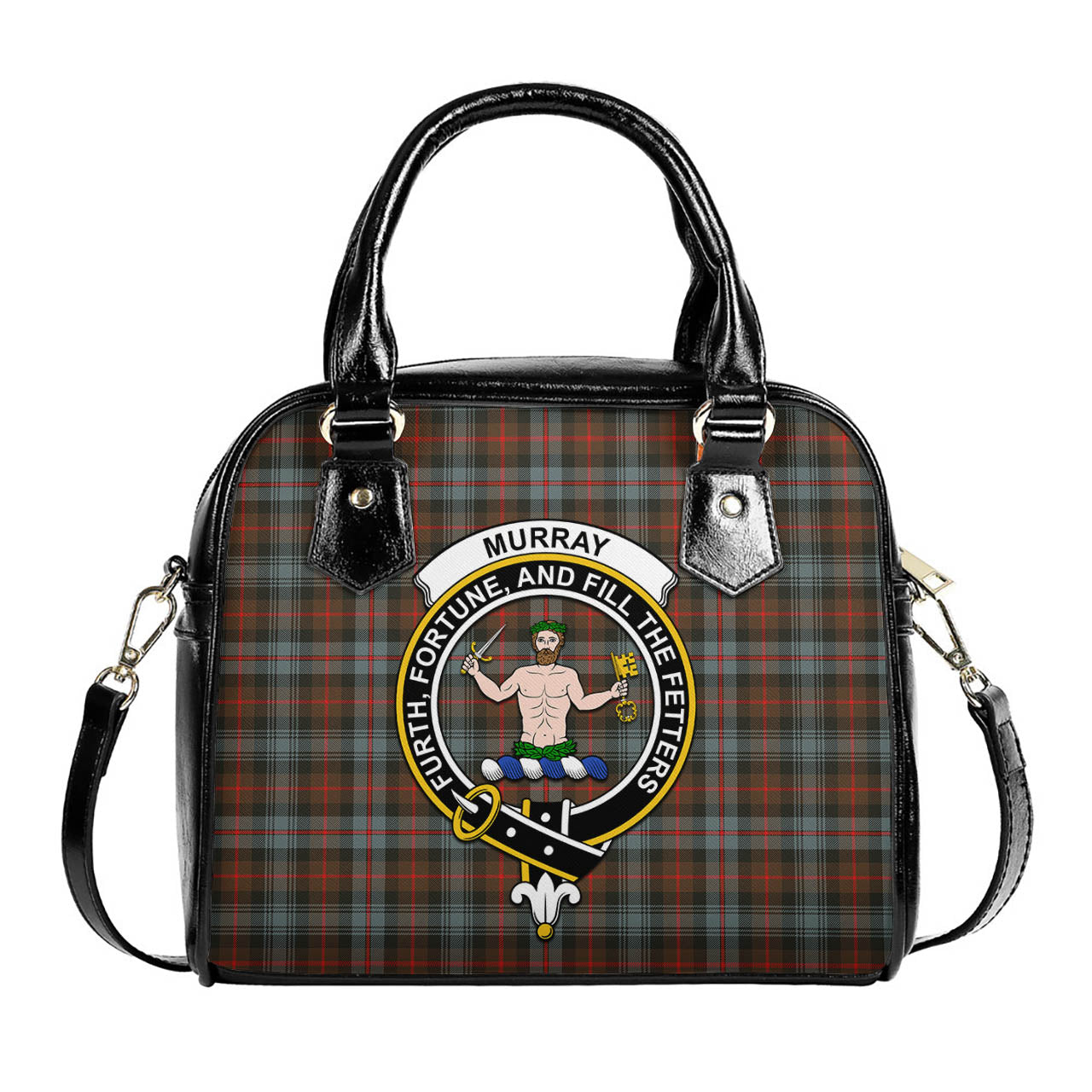 Murray of Atholl Weathered Tartan Shoulder Handbags with Family Crest One Size 6*25*22 cm - Tartanvibesclothing