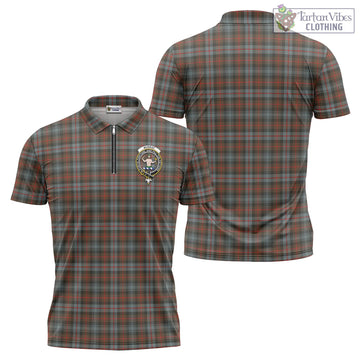 Murray of Atholl Weathered Tartan Zipper Polo Shirt with Family Crest