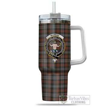 Murray of Atholl Weathered Tartan and Family Crest Tumbler with Handle