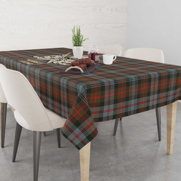 Murray of Atholl Weathered Tartan Tablecloth with Clan Crest and the Golden Sword of Courageous Legacy