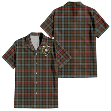 Murray of Atholl Weathered Tartan Short Sleeve Button Down Shirt with Family Crest