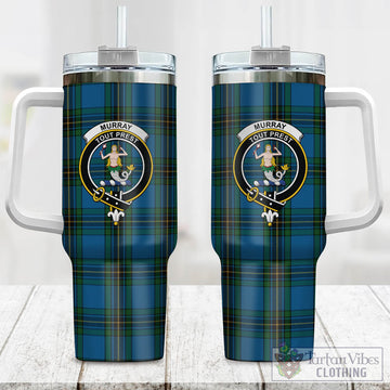 Murray of Elibank Tartan and Family Crest Tumbler with Handle
