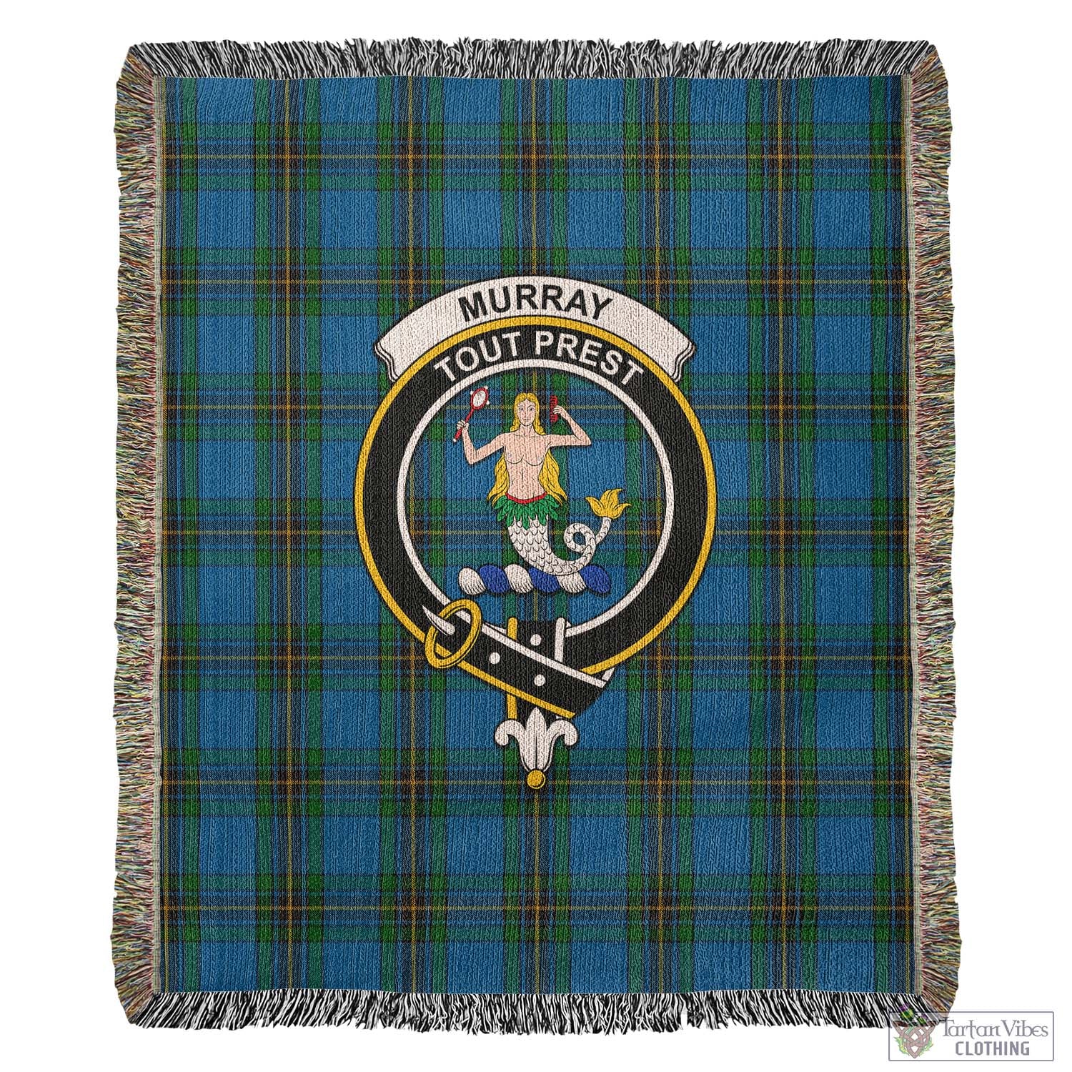 Tartan Vibes Clothing Murray of Elibank Tartan Woven Blanket with Family Crest